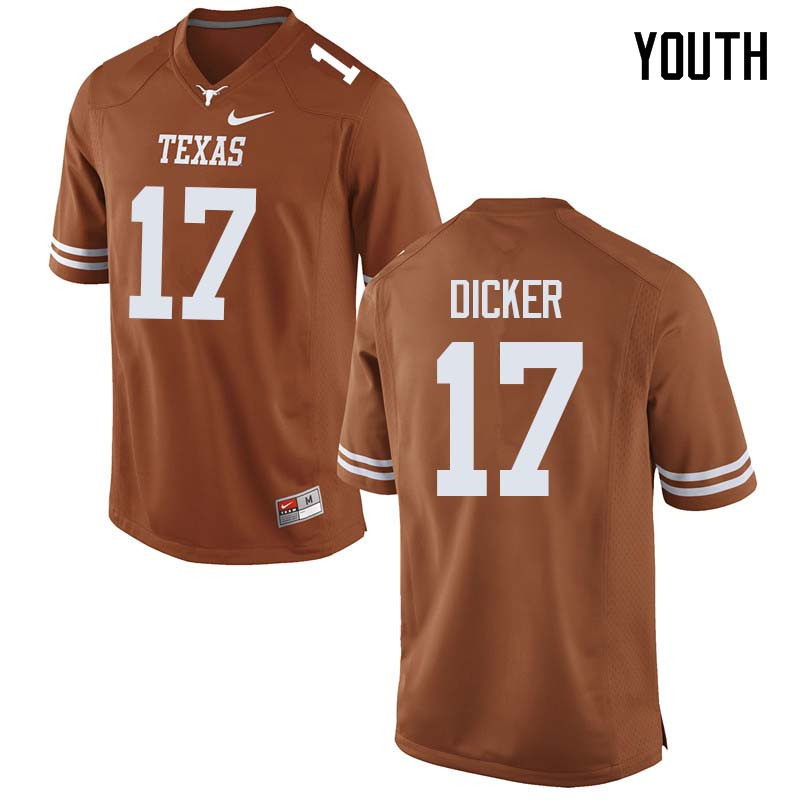 Youth #17 Cameron Dicker Texas Longhorns College Football Jerseys Sale-Orange